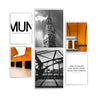 München Poster Set, 6 Stück. 2 Spruch Bilder, 2 schwarz weiß Fotografien von München und 2 in Farbe der U-Bahn