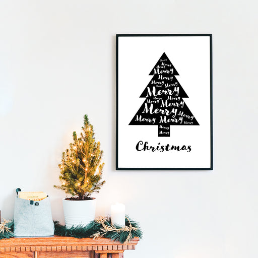 Merry Christmas Weihnachtsbaum Poster als Wanddeko zu Weihnachten