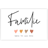 Personalisiertes Familienposter mit Herzen