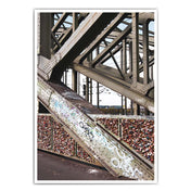 Retro Poster von den Liebesschlössern an der Hohenzollernbrücke in Köln.